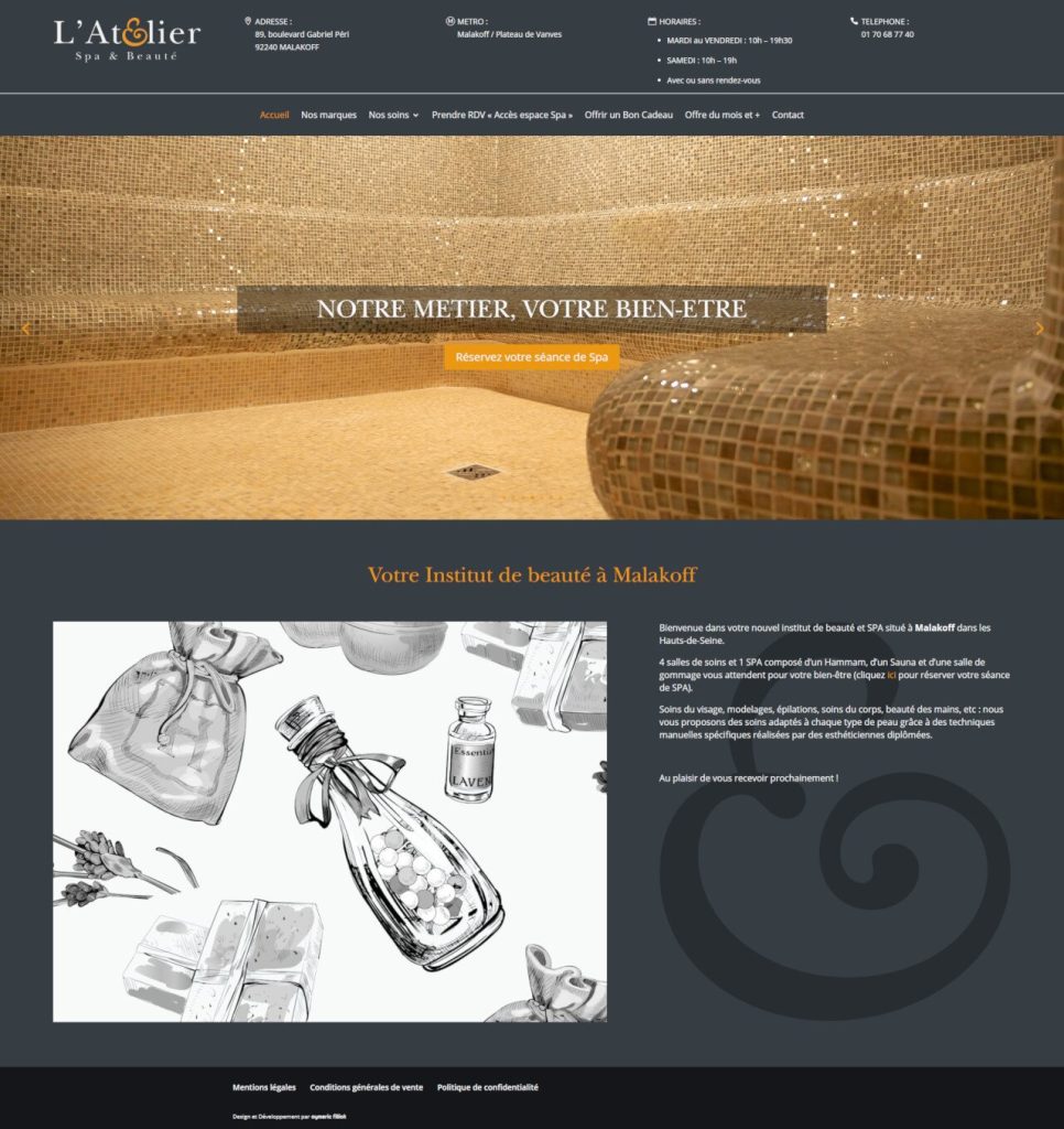 Création du site de L&rsquo;atelier Spa & Beauté