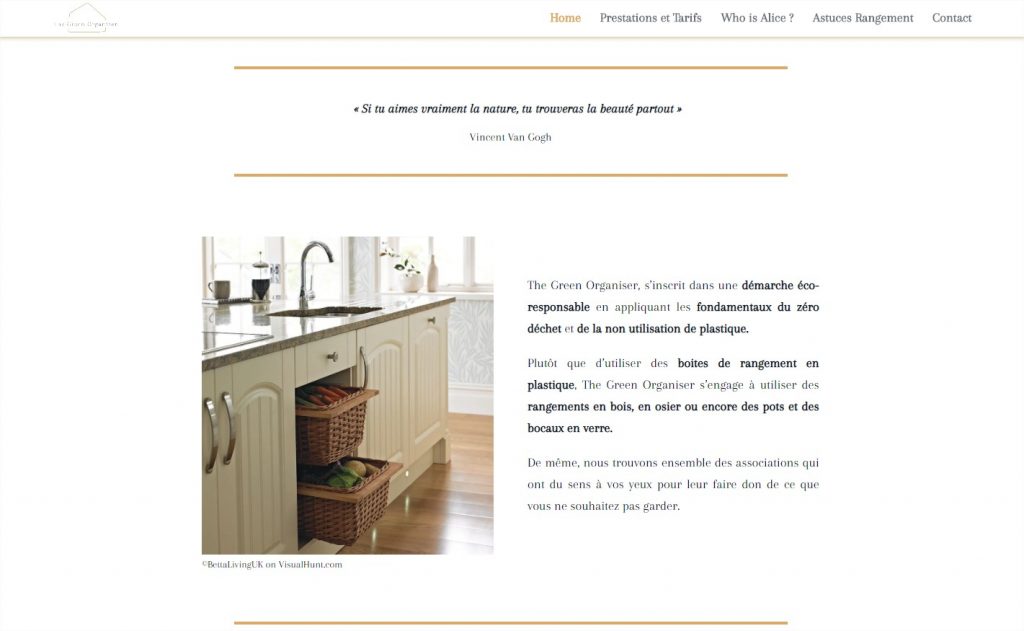 Création du site et blog de The Green Organiser