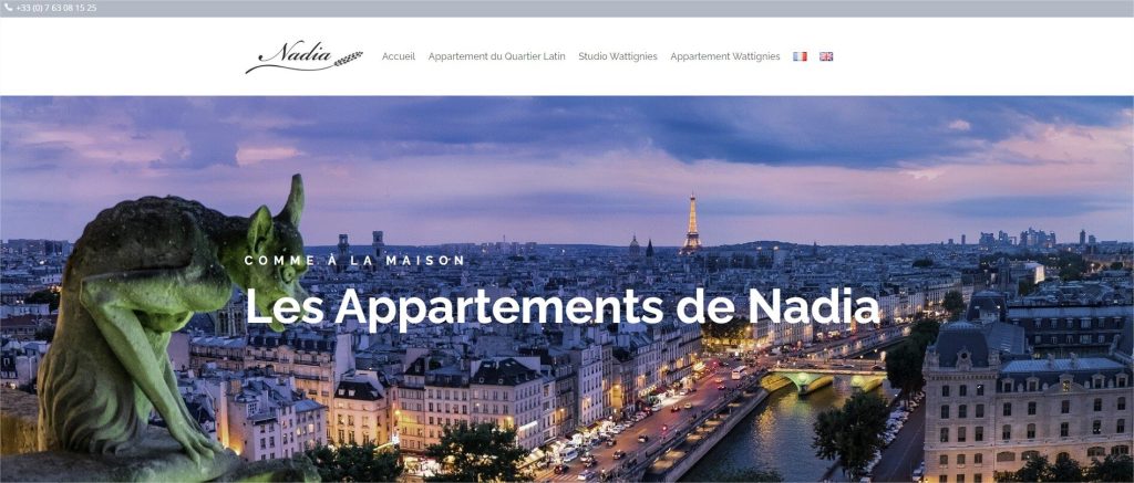 Création du site AppartNadia de location d’hébergement touristique à Paris