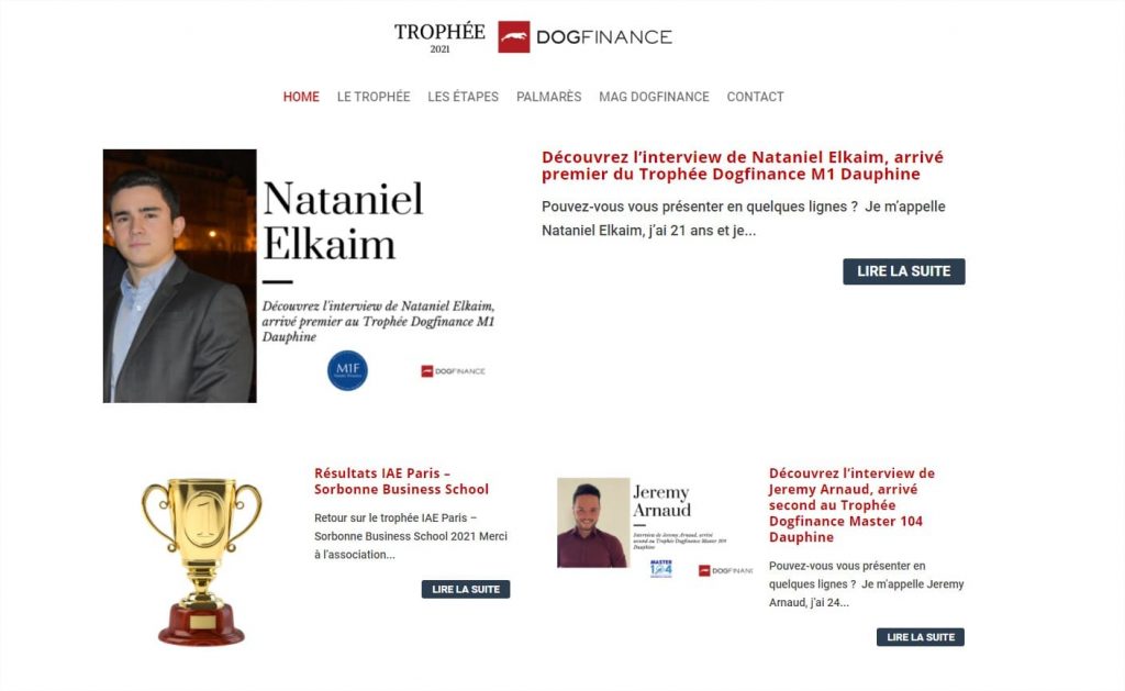 Création du site des Trophées DogFinance
