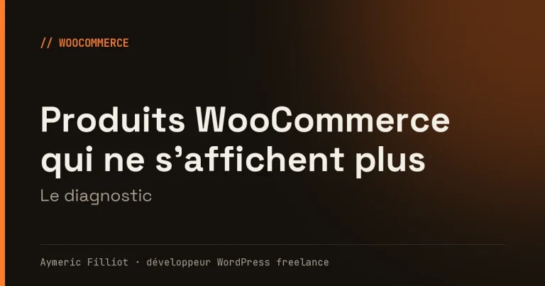 Illustration de l'article « Produits WooCommerce qui ne s'affichent plus » : le diagnostic
