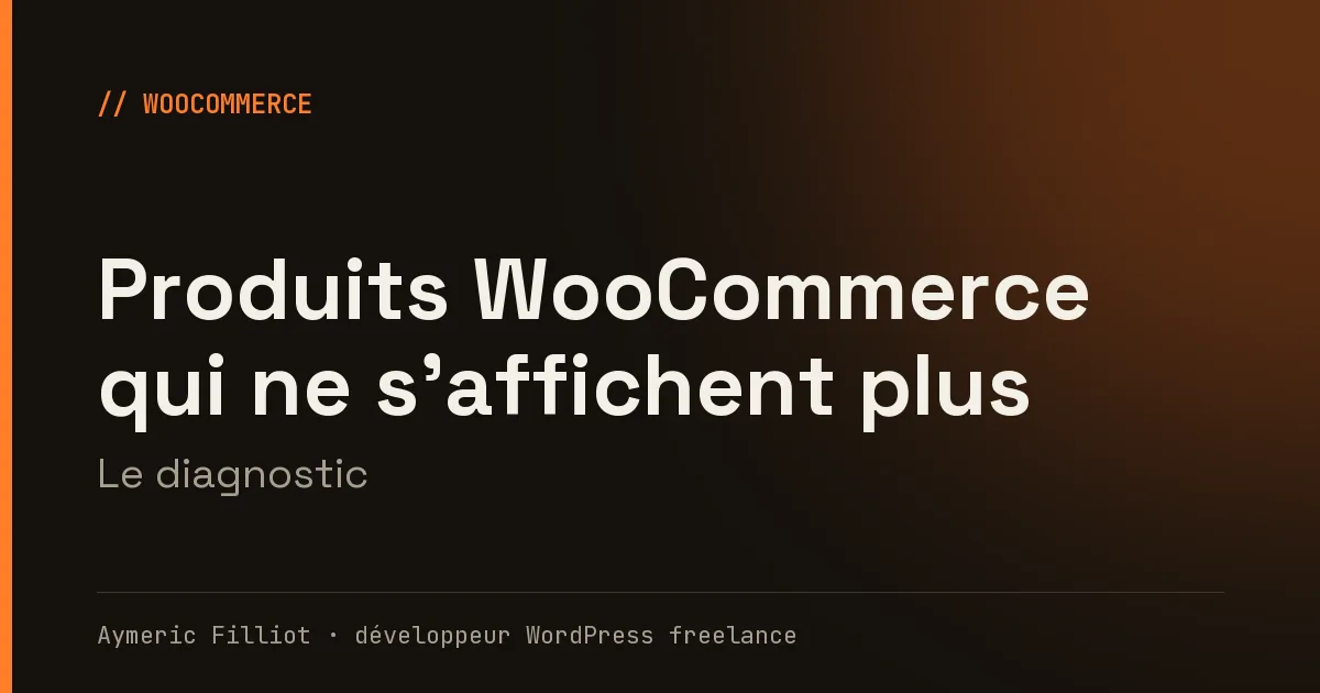 Illustration de l'article « Produits WooCommerce qui ne s'affichent plus » : le diagnostic